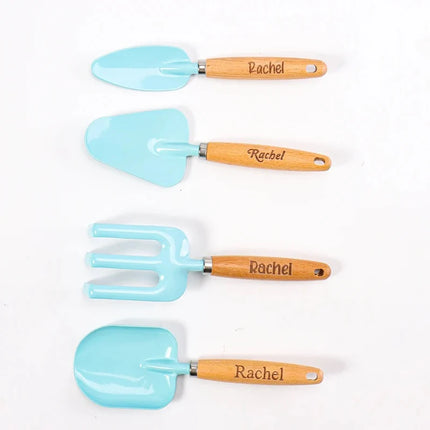 Personalized Colorful Kids Gardening Tools,Mini Wood Handle Trowel Shovel Fork Garden Hand Tools Garden Gifts for Men Women Kids