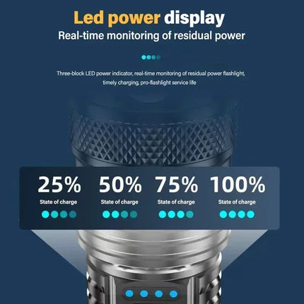 Super Bright Flashlight USB Rechargeable LED Long Range Tactical Torch Outdoor Waterproof Emergency Camping Fishing Lantern