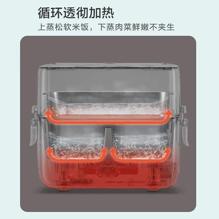 Bear Portable Electric Lunch Box Small Heating Lunch Box Stainless Steel Insulated Lunch Box Electric Rice Cooker 1.2L Capacity