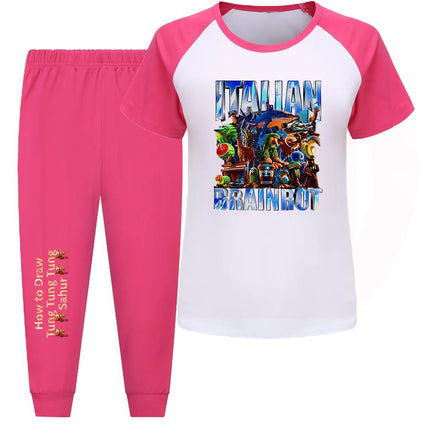 Italian Brainrot Bootleg Retro Meme Shark Tralalero Tralala Pajamas for Girls Clothes Baby Girl Clothes Outdoor Clothing Sets