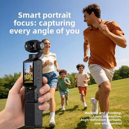 Handheld Gimbal Action Camera 4K HD 180° Rotatable Lens Anti-shake Pocket Vlog Camera with Fill Light for Outdoor Sports