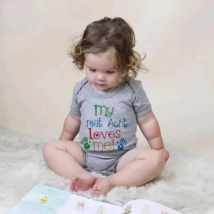 My Great Aunt Loves Me Funny Letter Print Newborn Baby Girl Boy Clothes Casual Short Sleeve Infant Romper Jumpsuit 0-24M