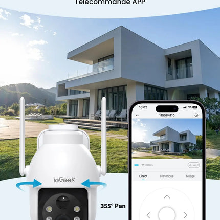 ieGeek 2K 3MP 360° PTZ HD Outdoor Solar Surveillance Camera,  Outdoor Battery  with PIR Motion Sensor, Colour Night Vision