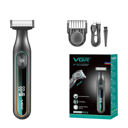 VGR Razor Professional Shaver Portable Body Hair Trimmer IPX6 Waterproof Beard Trimmer Rechargeable Shaver Electric Men V-360