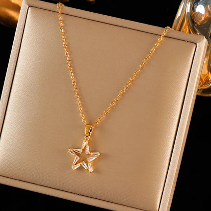 EILIECK 316L Stainless Steel Pearl Shell Starfish Sun Charm Necklace For Women Ocean Style Gold Plated Handmade Holiday Jewelry