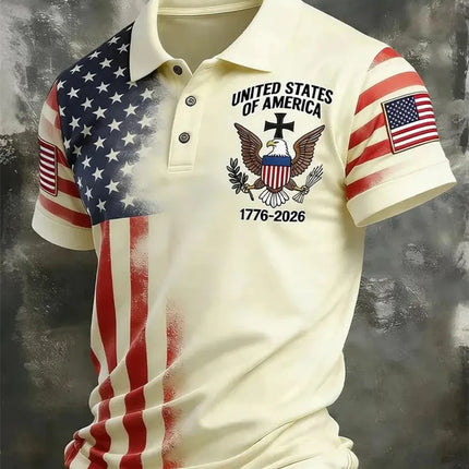America 250th Anniversary Polo Shirt USA Flag 1776–2026 Patriotic Golf Polo American Independence Day Apparel Fourth Of July Top