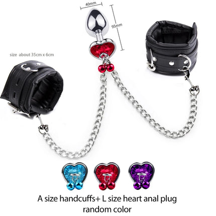 Thierry High-quality Anal Plug to Wrist Bondage Kit Bdsm Restraints Fetish Handcuffs Adult Games Product Sex Toys for Women Men