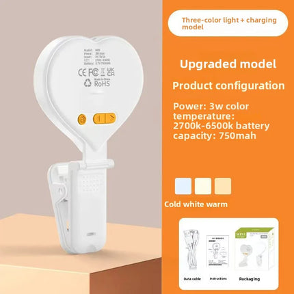 Professional Rechargeable Clip On Phone Ring Light for Selfies Live Streaming Photography Portable LED Fill Light
