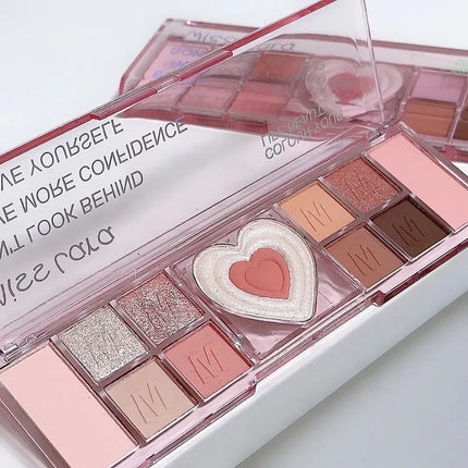 12 Colors Love Heart Eyeshadow Palette Nude Natural Glitter Pink Low Saturation Eye Shadows Pallet Delicate Eye Makeup Cosmetic