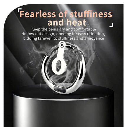 QKKQ Stainless Steel Sissy Men Flat Chastity Cage With Urethral Orifice Loyalty Belt Penis Bondage Adult Game For Men Asceticism