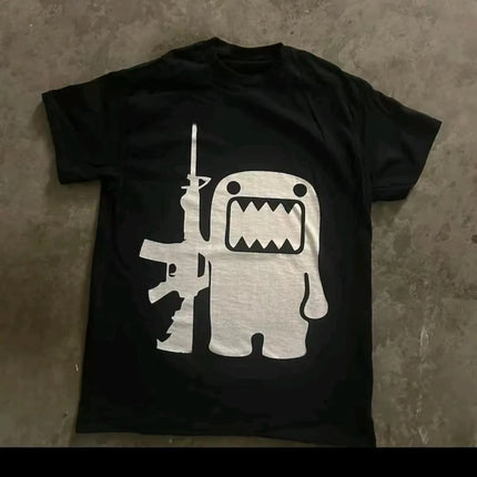 2025 Summer Rhinestone Funny Pattern Daily T-Shirts Men and Women Simple Color Block Versatile Gothic Short-Sleeves Loose Tees