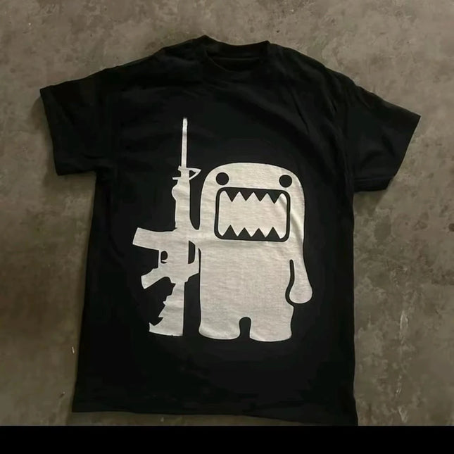 2025 Summer Rhinestone Funny Pattern Daily T-Shirts Men and Women Simple Color Block Versatile Gothic Short-Sleeves Loose Tees