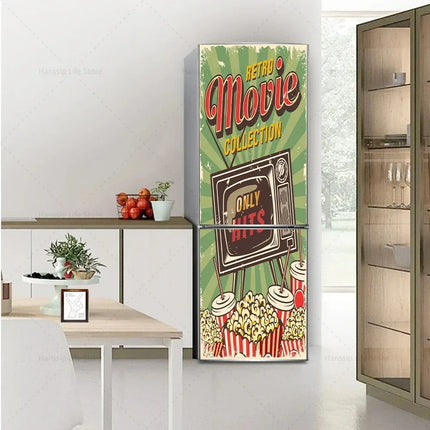Coke Vending Machine Mural Refrigerator Door Art Mural Sticker Peel and Stick Phone Booth Coffee Wallpaper Fridge Door Decals
