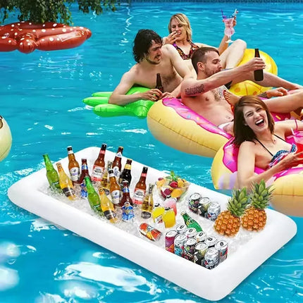 Portable Inflatable Cooling Tray, Multi-purpose Outdoor Ice Bar Tank, Foldable Chilled Fruit Salad Plate for Camping Picnic Drin