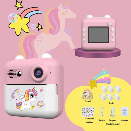 Kids Instant Print Camera with Games Pink Green Dinosaurs Cute Mini Digital Toy Camera for Boys Girls Birthday Christmas Gifts