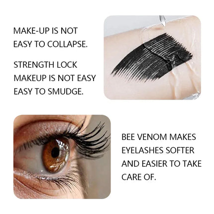 5D Waterproof Mascara Lengthens Eyelashes Extension Black Silk Fiber Mascara Female Makeup Cosmetic Bee Venom Curled Masc
