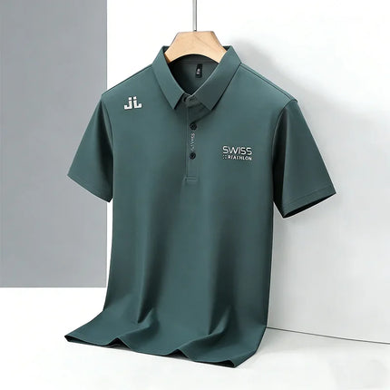 Breathable Men's Polo Shirts Solid Color Embroidered Logo Short Sleeve Casual Sports Summer Top