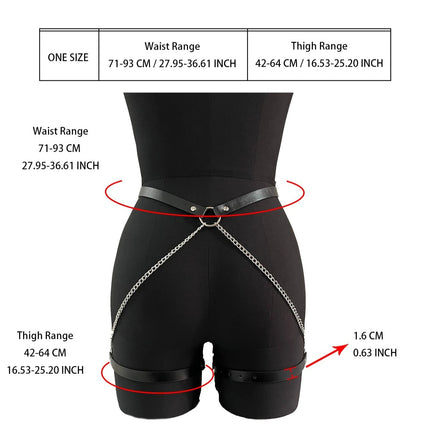 Women Sexy PU Leather Chain Belt Gothic Street Style Waistband Punk Rock Fashion Harness Erotic Nightclub Clothing Accessories