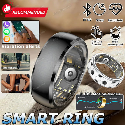 2026 Stainless Steel Smart Ring2026 Information Vibration Reminder Hand Gestures Control Heart Rate Health Monitoring Smartring