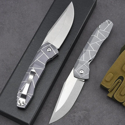 Free Wolf K199 Pocket Folding Knife D2 Blade Aluminium Alloy Handle Bearing Flipper Camping  Outdoor Survival EDC Utility Knife