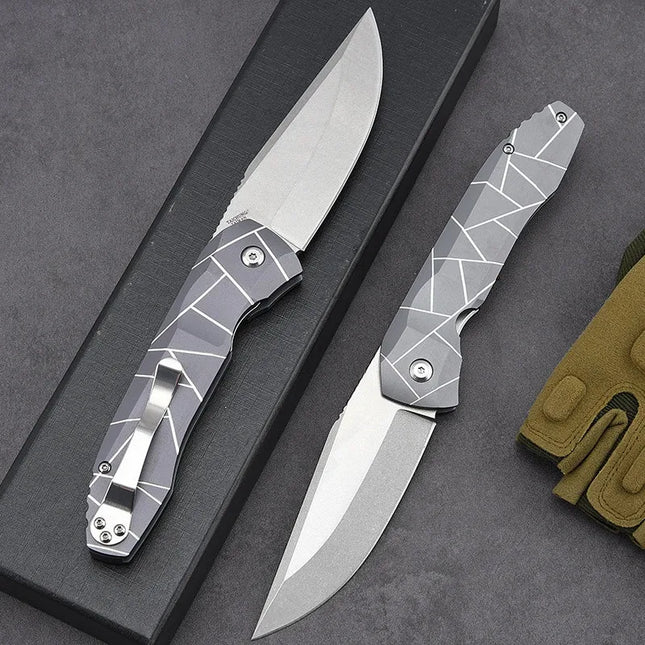 Free Wolf K199 Pocket Folding Knife D2 Blade Aluminium Alloy Handle Bearing Flipper Camping  Outdoor Survival EDC Utility Knife