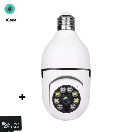 ICsee E27 6MP Bulb WiFi Camera Dual Lens Dual Screen Auto Tracking Two Way Audio Color Night Vision for Indoor Security Camera