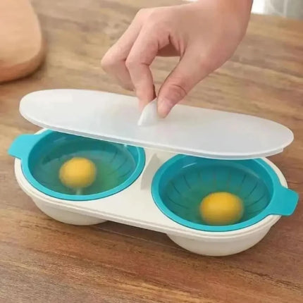 New Creative Egg Poacher Food Grade Pans Double Cup Egg Boiler Steam Microwave Oven Set Kitchen Cooking Tools kitchen tools