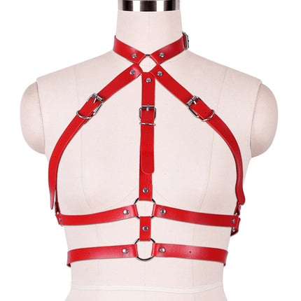 Female Unique Leather Suspenders Punk-Style Waist Belt Straps for Bar and Stage Performance Couple Sex BDSM