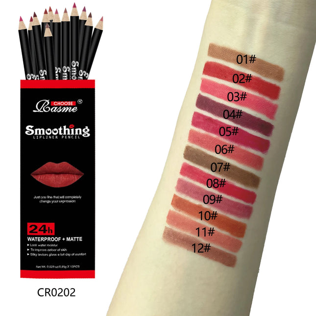 12pcs Lip Liner Pen 12 Colors Professional Lip Liner Pencil and Matte Lip Non-stick Cup Nude Lipstick Pencil SET lip liner set