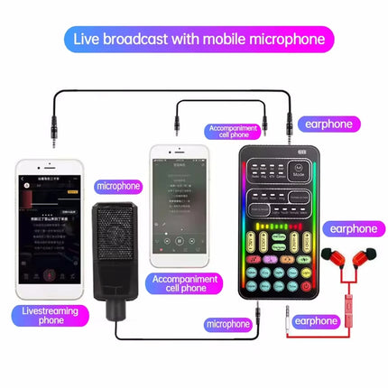 Voice Changer Microphone Bluetooth Mic Wireless For iPhone Android Mobile Cell Phone PC Mini Live Sound Card Mixer Recorder Kit