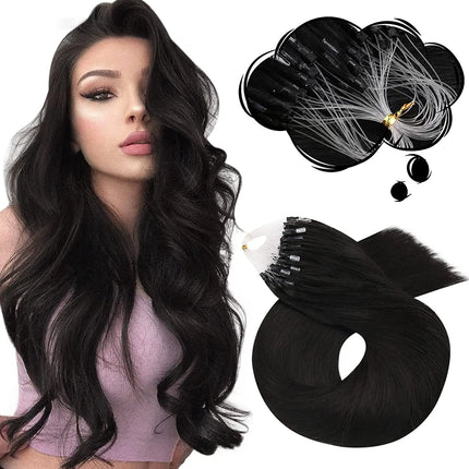 Moresoo Micro Link Hair Extensions Human Hair Micro Loop Hair Cold Fusion 50G Invisible Brazilian PreBonded Remy Micro Ring Hair