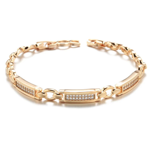 Kinel Fashion 585 Rose Gold Square Link Bracelet For Women Luxury Natural Zircon Fine Daily Bracelets Ethnic Wedding Jewelry