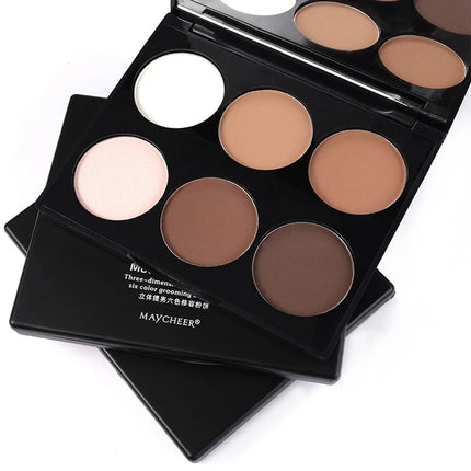 6 Colors Highlighter Contour Palette Makeup 3D Bronzer Matte Contour Palette Face Bronzer Professional Highlight Contour Palette