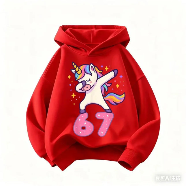 Autumn SIX SEVEN 67 Digit Print Children's Hoodies Boy Girl Casual Fashion Sport Pullover Kid Comfortable Fleece Sweatshirt