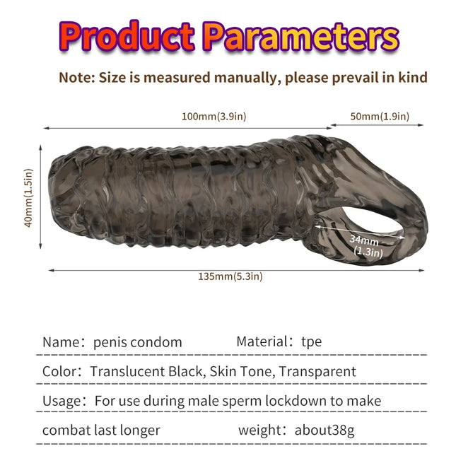 Silicone Reusable Penis Sleeve Soft Massage Toy Adult Sex Toy for Men Couple and Gay Lovers