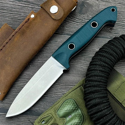 BM 162 Bushcrafter Fixed Knife S30V Blade G10 Handle Outdoor Camping Knife with Cowhide Sheath for gift