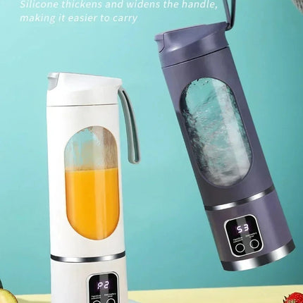 Portable Cordless USB Rechargeable Electric Juicer Cup Blender with Digital Display for Fruit Milkshake Making Home Outdoor Use