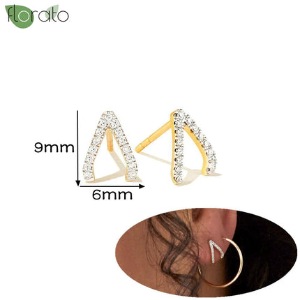 925 Silver Needle Fashion Heart Gold Color Stud Earrings for Women Exquisite Zircon Small Earrings Luxury Ear Piercing Jewelry