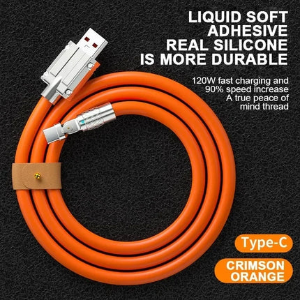 Type C Data Line 120w Fast Charging 6A 180 Rotating Ultra Fast Charging Line For Huawei for Samsung  Lengthened Silicone
