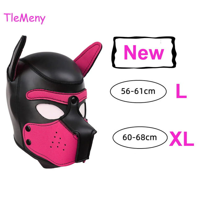 XL Size Brand New Large Size Puppy Cosplay Padded Rubber Full Head Hood Mask With Ears For Women Dog Role Play Dog Headgear