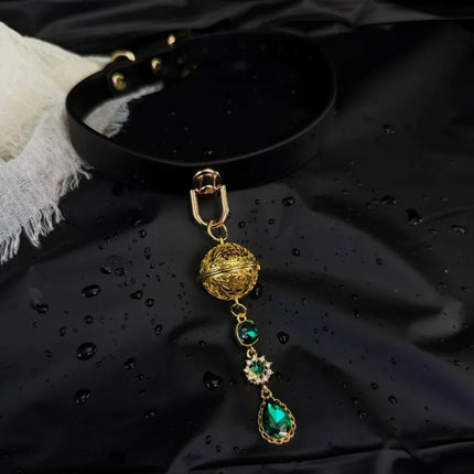 Erotic Emerald Nipple Clamps Bell Collar Female Anal Stimulator Gold Leash Chain Sexy Accessory Set BDSM Adult Sex Toys 18+