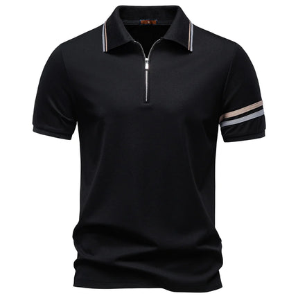 AIOPESON Men's Lightweight Breathable Polo Shirt Half Zipper Collar Solid Color Casual Summer Fashion Top