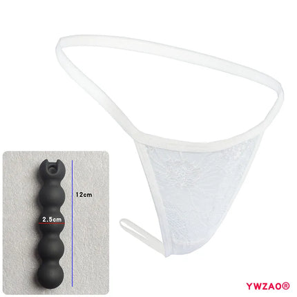YWZAO Fisting Panties Adult Anal Invisible Thong Butt Plug Ass Erotic Lingerie For Ladies Toys Anus Dildo N11 White Combination
