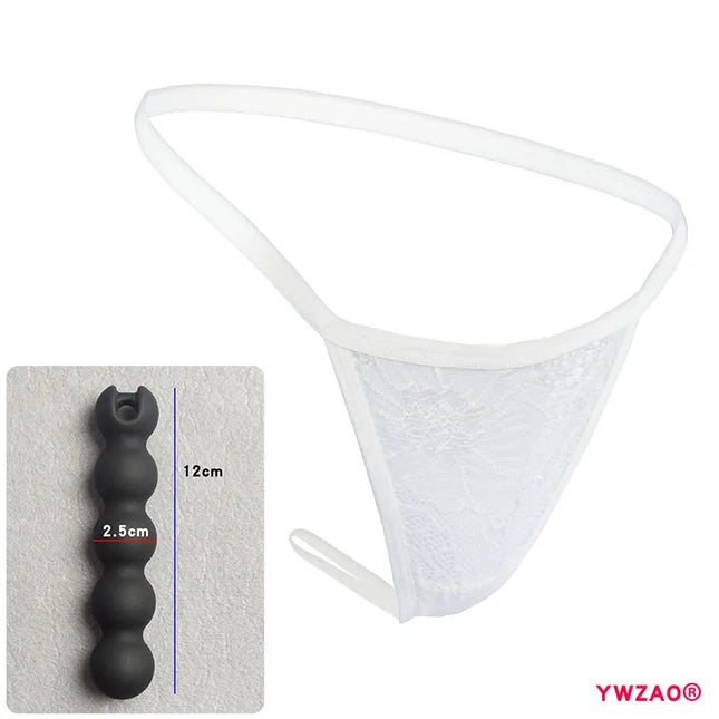 YWZAO Fisting Panties Adult Anal Invisible Thong Butt Plug Ass Erotic Lingerie For Ladies Toys Anus Dildo N11 White Combination