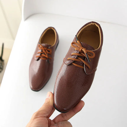 Iawesome Boys Leather Shoes Kids Flats Lace-up Children's Wedding Shoes For Toddlers Boy Big Boys Fashion For Performance