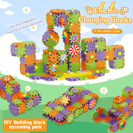 Assemble Electric Gear Building Block Children's Toy Set, DIY Styling Practice Imagination, Halloween Children's Birthday Gifts