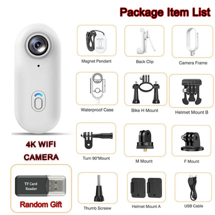 4K Mini WiFi Magnetic POV Body Sport Action Cameras Pocket Video vlogging Wireless Helmet Motorcycle Waterproof Bike HD Recorder