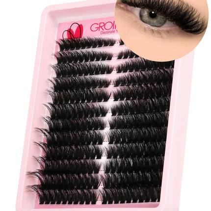 GROINNEYA Lashes Clusters Cat Eyelashes Wispy Individual Lashes Extensions Volume Fluffy Clusters Lashes DIY Eyelashes Makeup