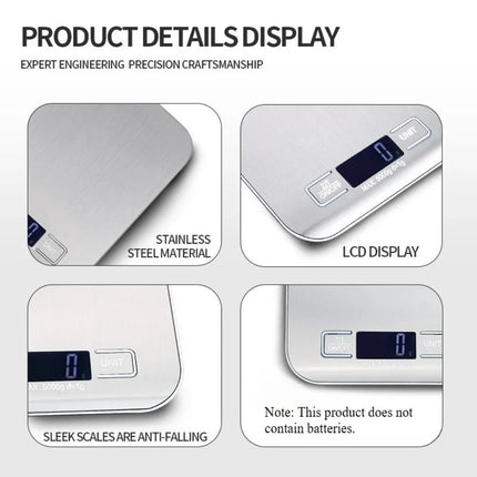 Digital Kitchen Scale with LED Display 5kg/1g Stainless Steel Electronic Weighing for Food Jewelry Snacks Baking Home Tools