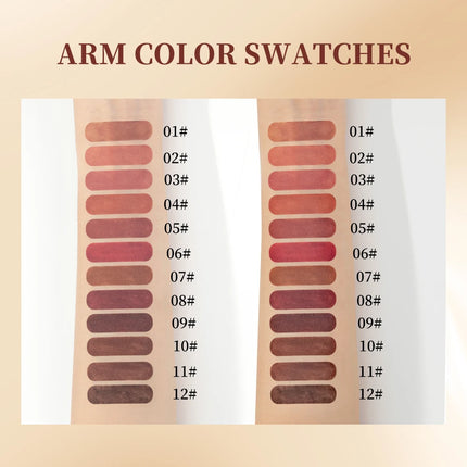 12 piece matte lipliner set, smooth and easy to apply, non smudging and non fading, natural makeup effect